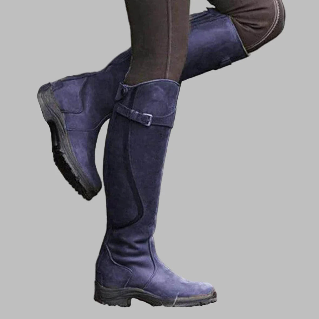 Women's Leather Boots Perfect for Fall Fashion in Blue
