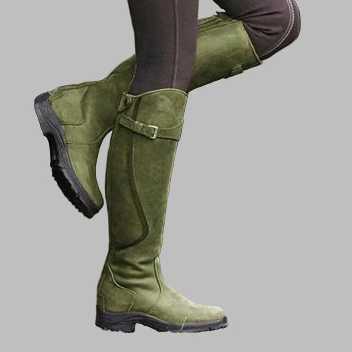 Women's Leather Boots Perfect for Fall Fashion in Green