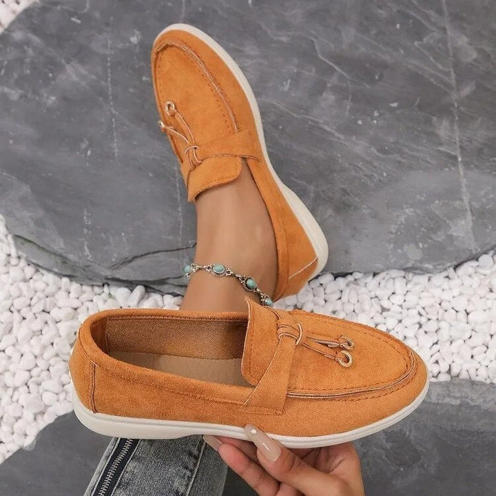 Women's Leather Flats Casual Slip-On in Orange