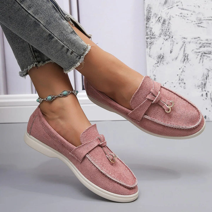 Women's Leather Flats Casual Slip-On in Pink
