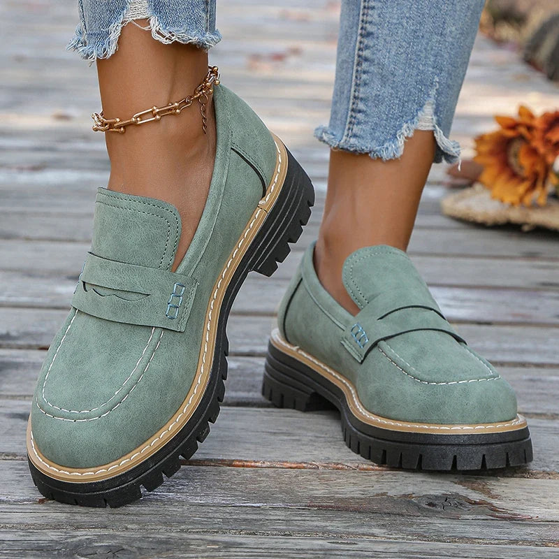 Women's Leather Flats Cushioned Slip-On (14)