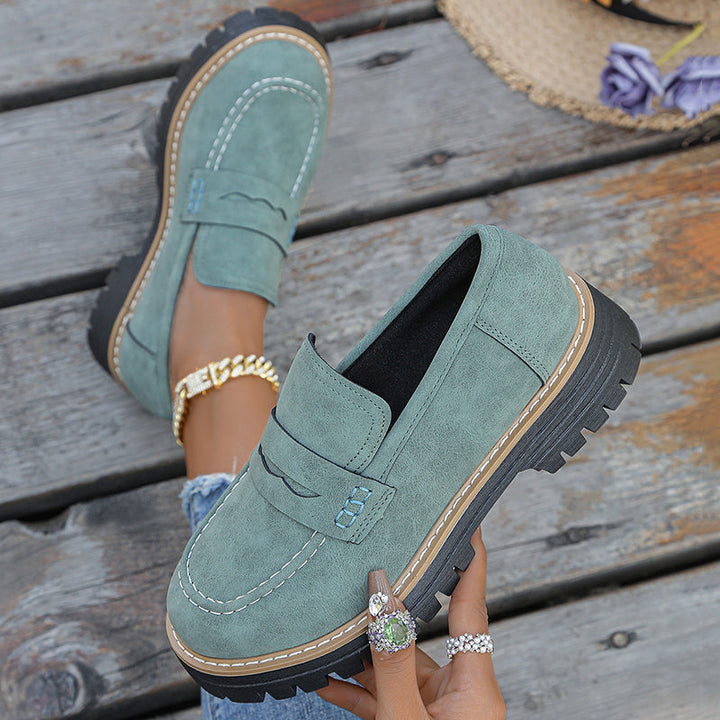 Women's Leather Flats Cushioned Slip-On (15)