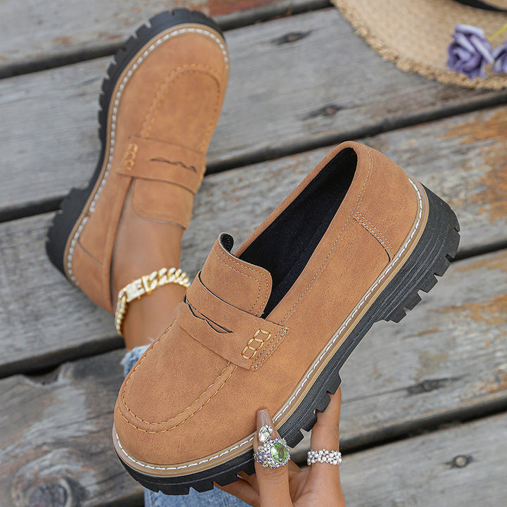 Women's Leather Flats Cushioned Slip-On (3)