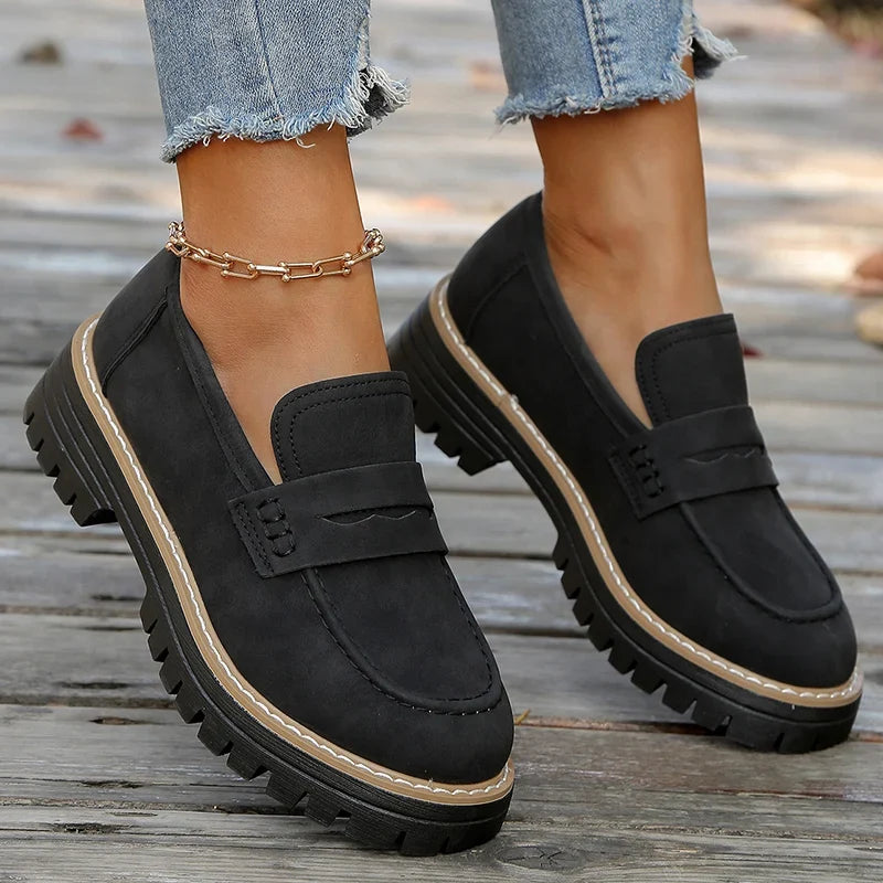Women's Leather Flats Cushioned Slip-On (8)
