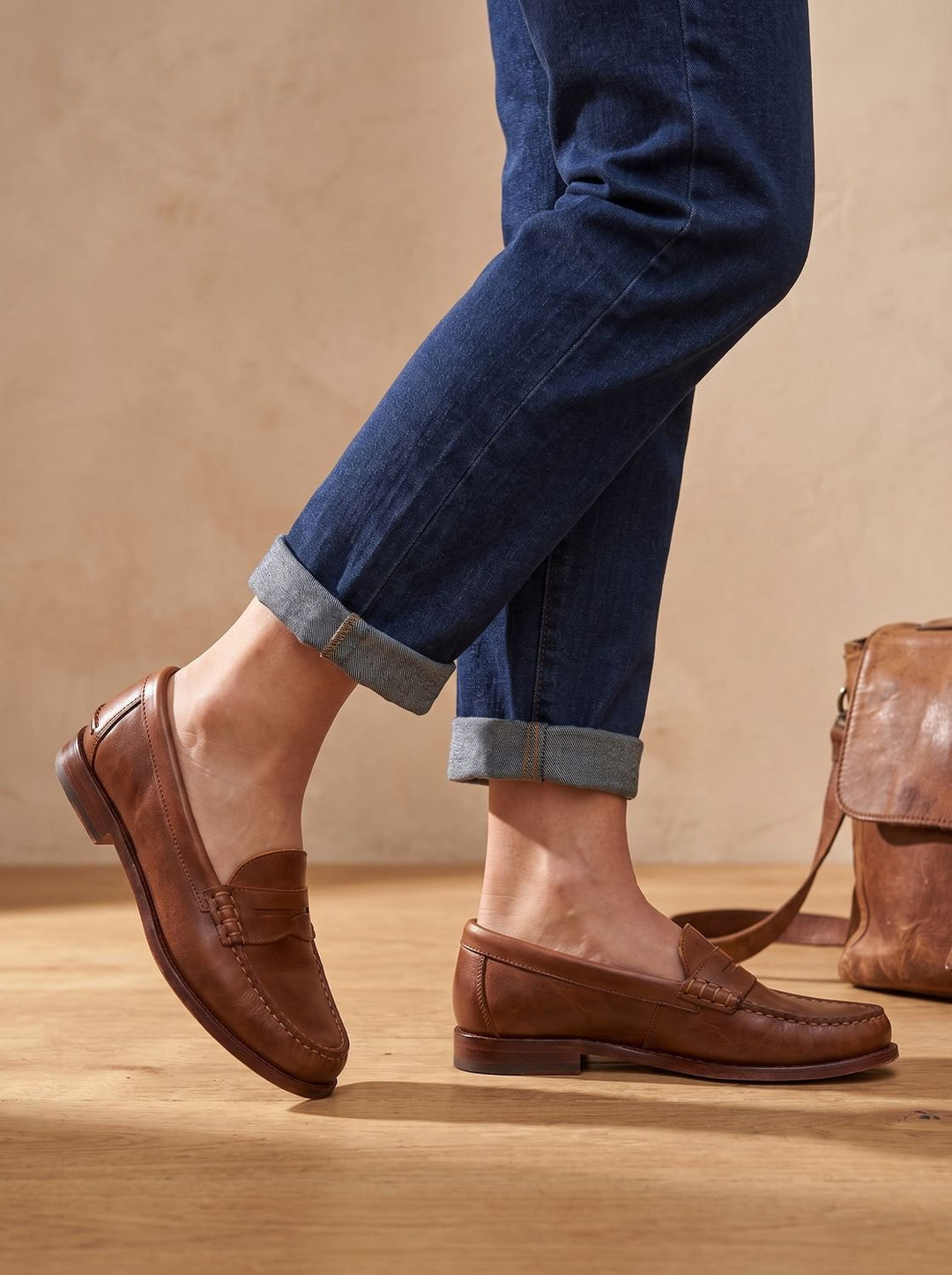 Women's Leather Flats, Elegant Penny Slip-On (2)