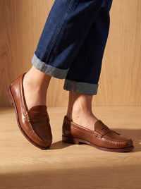 Bella | Women's Leather Flats, Elegant Penny Slip-On