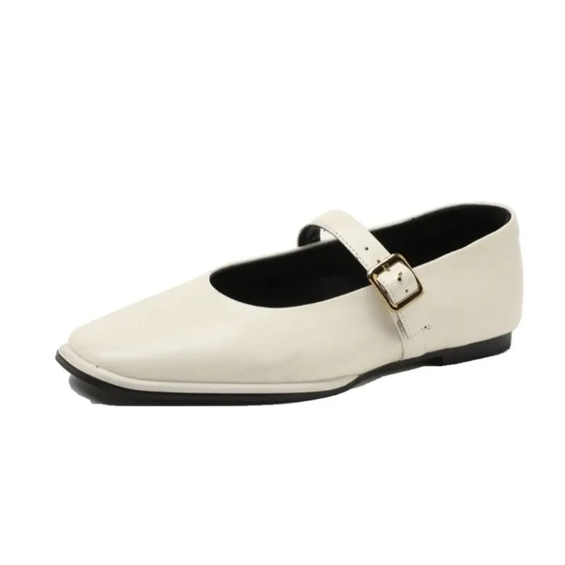 Women's Leather Flats for Office and Everyday in Beige
