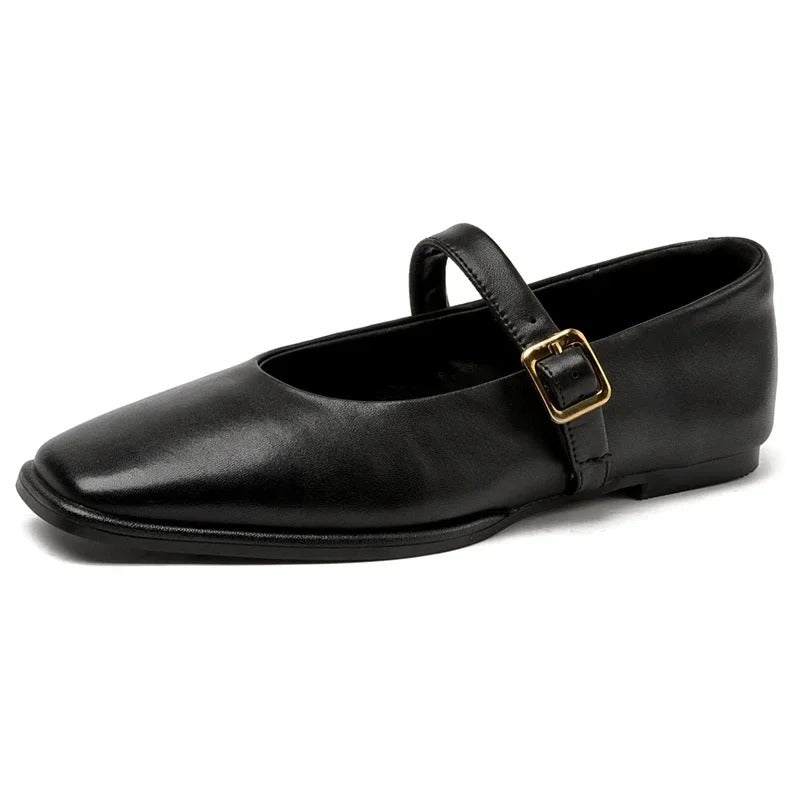 Women's Leather Flats for Office and Everyday in Black