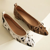 Emma | Women's Leather Flats in Bold Cow Print