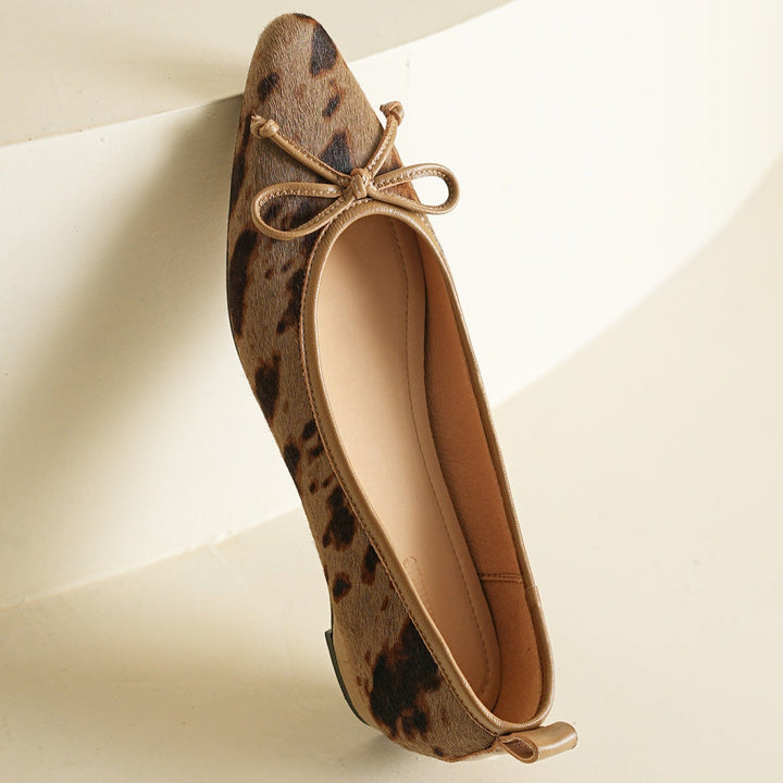 Women's Leather Flats in Bold Cow Print (3)