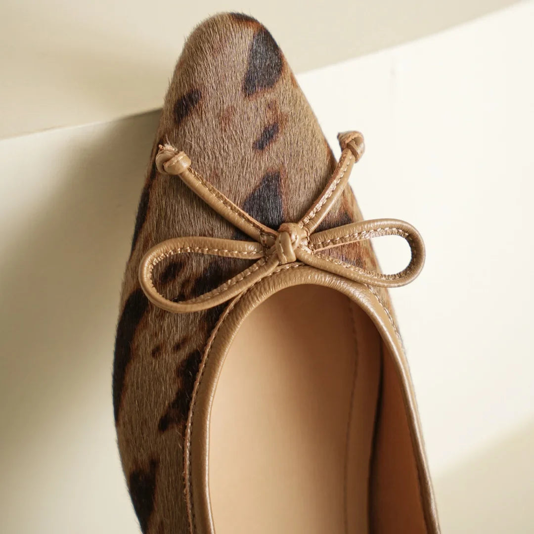 Women's Leather Flats in Bold Cow Print (6)