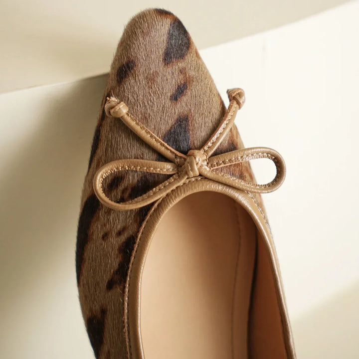 Women's Leather Flats in Bold Cow Print (6)