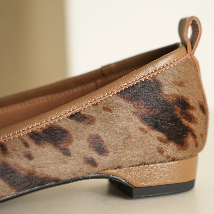 Women's Leather Flats in Bold Cow Print (7)