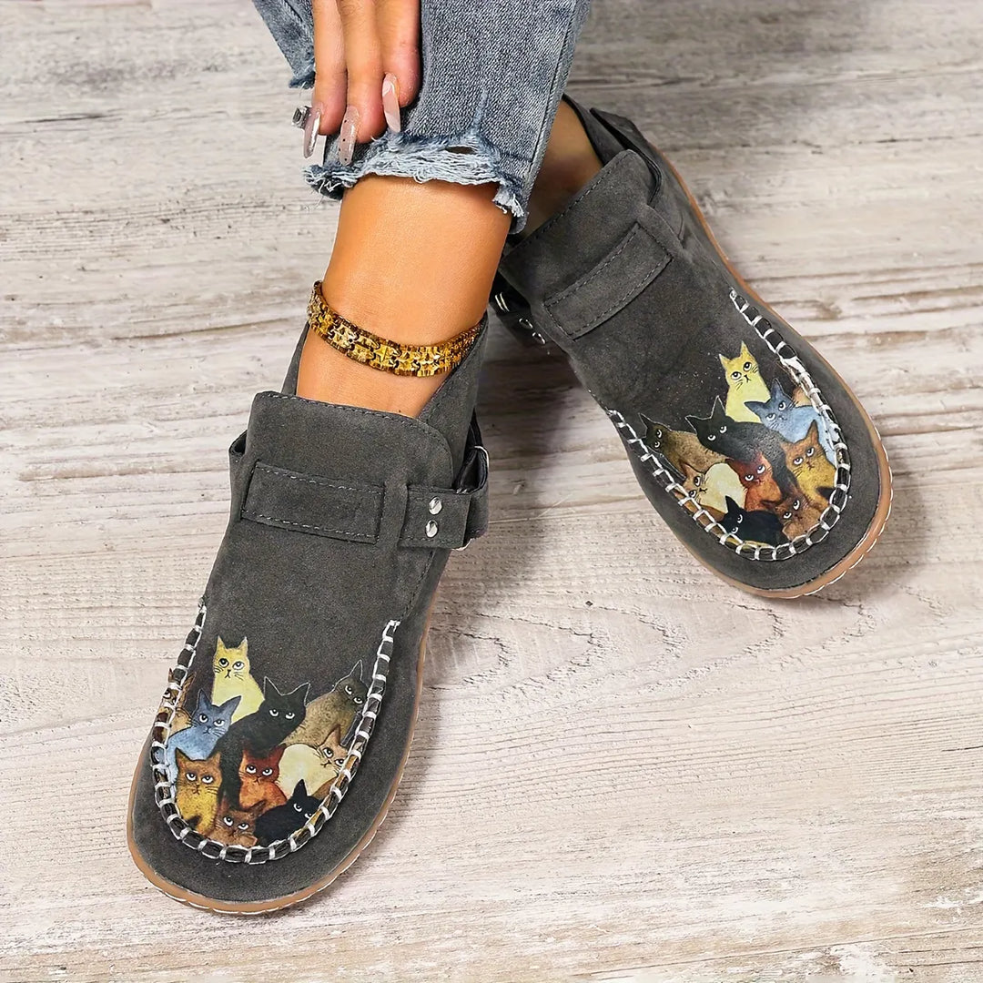 Women's Leather Flats Slip-On with Buckle (10)