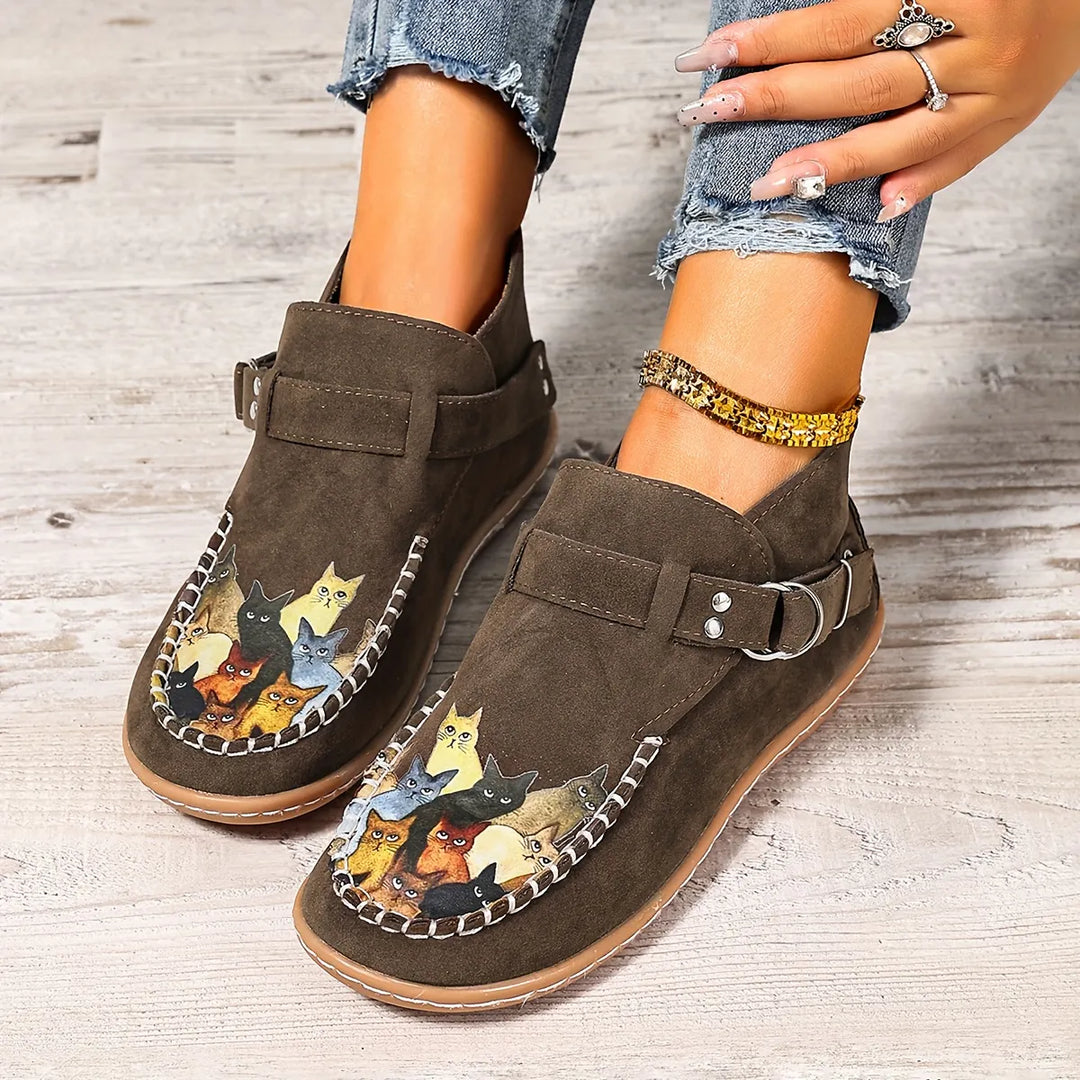 Women's Leather Flats Slip-On with Buckle (11)