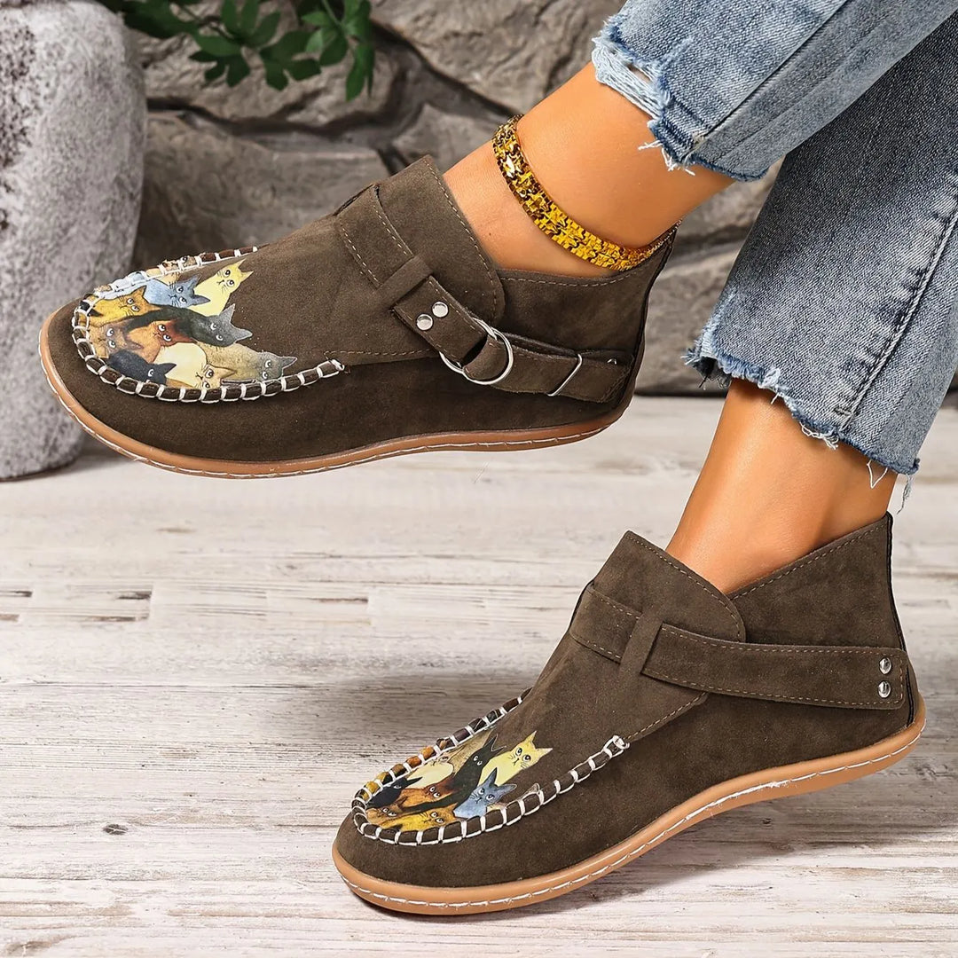 Women's Leather Flats Slip-On with Buckle (13)