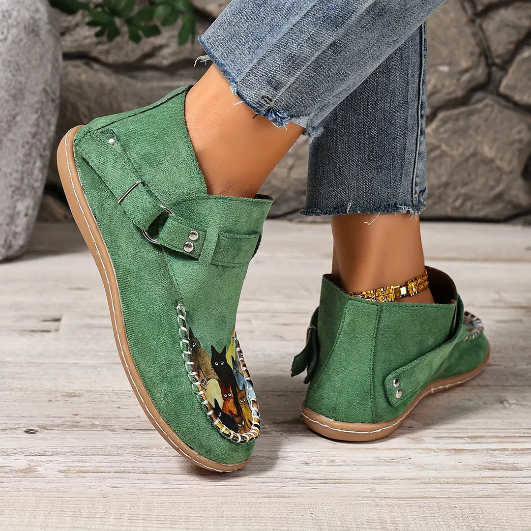 Women's Leather Flats Slip-On with Buckle (14)