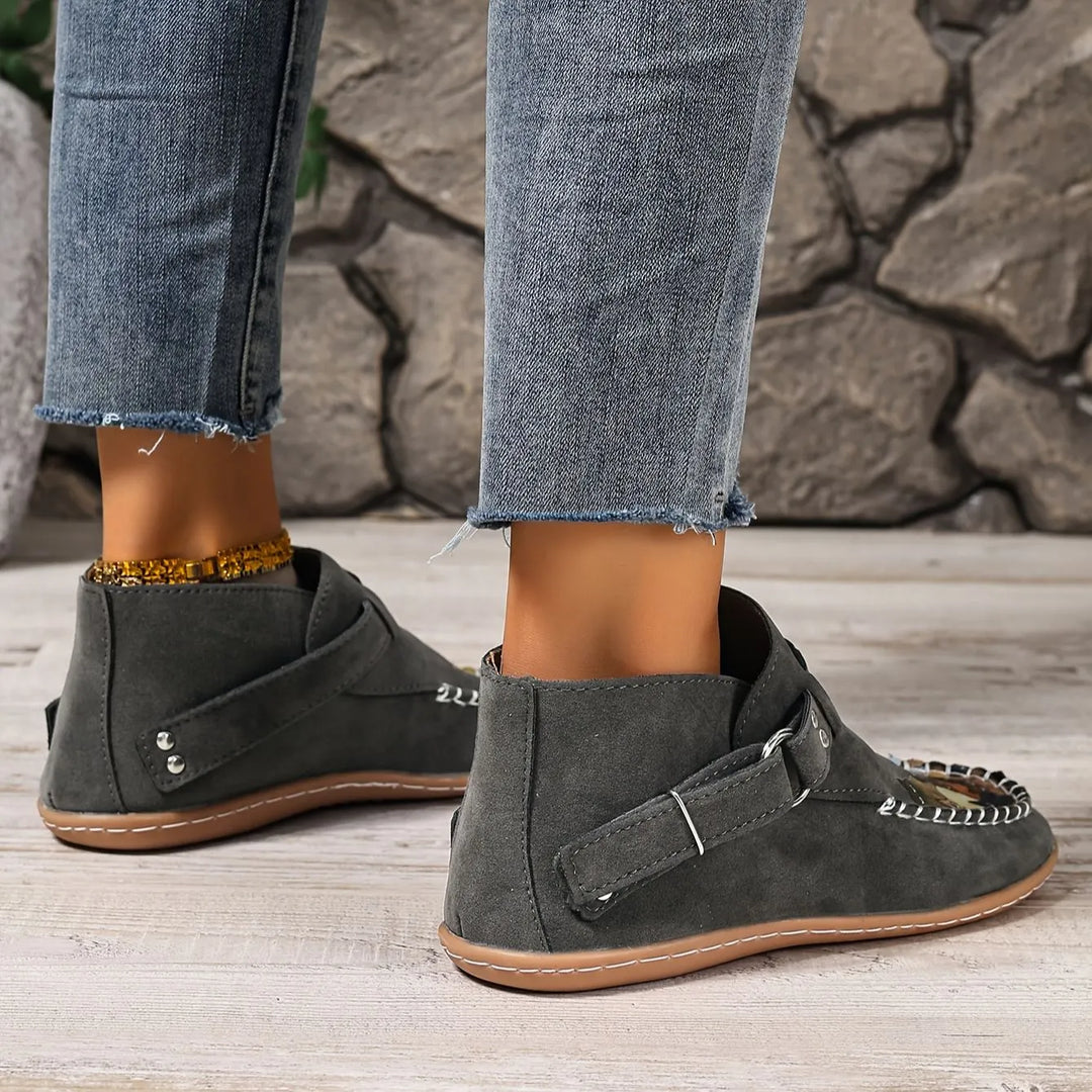 Women's Leather Flats Slip-On with Buckle (15)