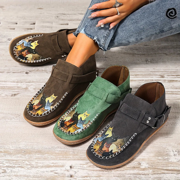 Women's Leather Flats Slip-On with Buckle (5)