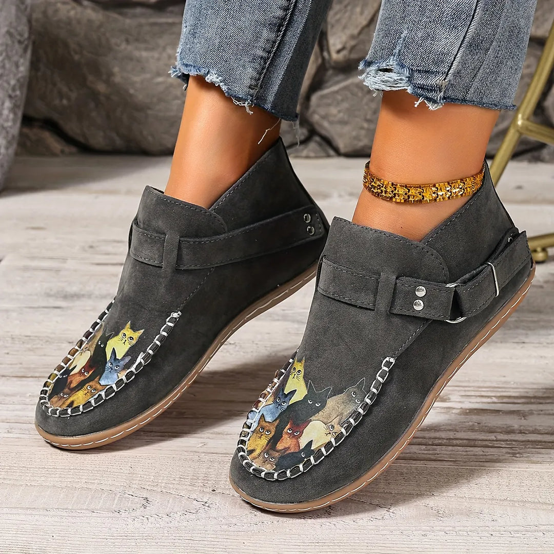 Women's Leather Flats Slip-On with Buckle (6)