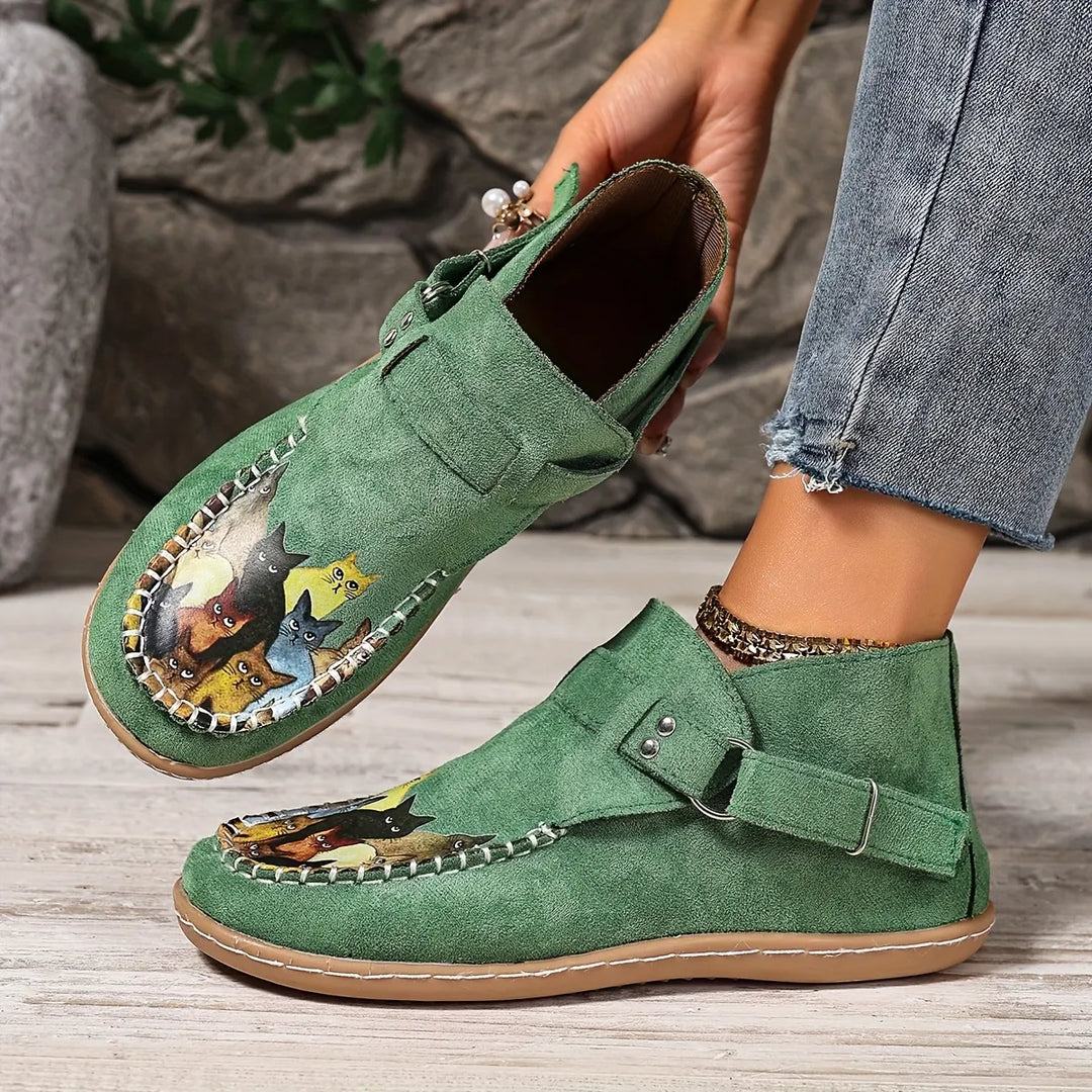 Women's Leather Flats Slip-On with Buckle (7)