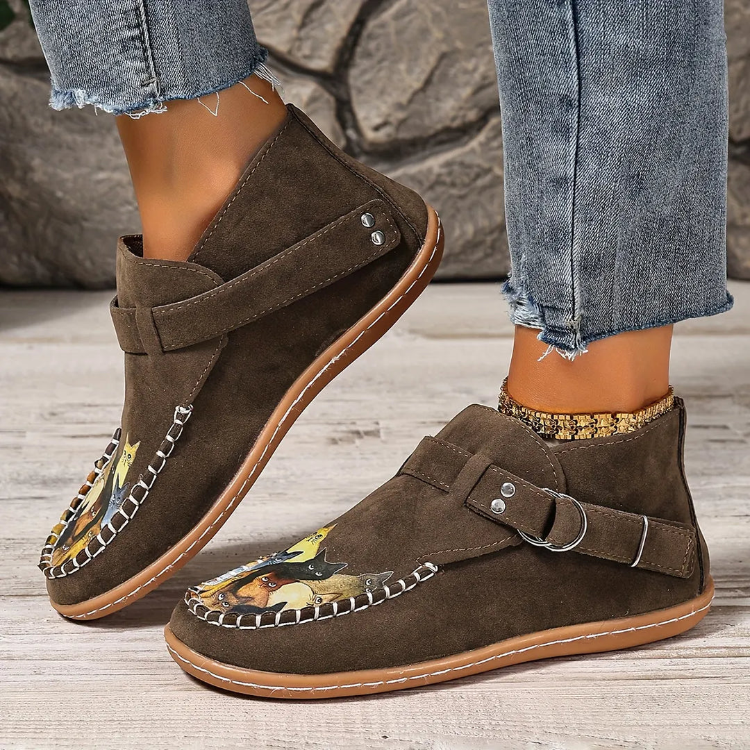 Women's Leather Flats Slip-On with Buckle (8)