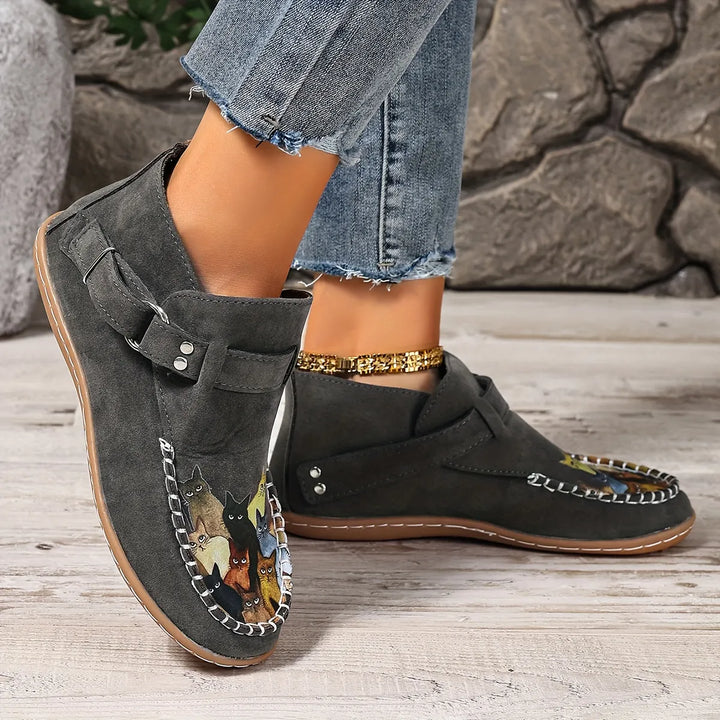 Women's Leather Flats Slip-On with Buckle (9)