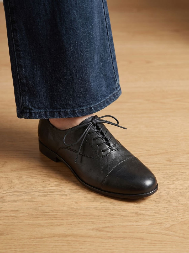 Women's Leather Flats with Classic Cap-Toe Design (19)