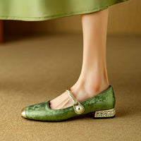Hazel | Women's Leather Flats with Embroidered Detail