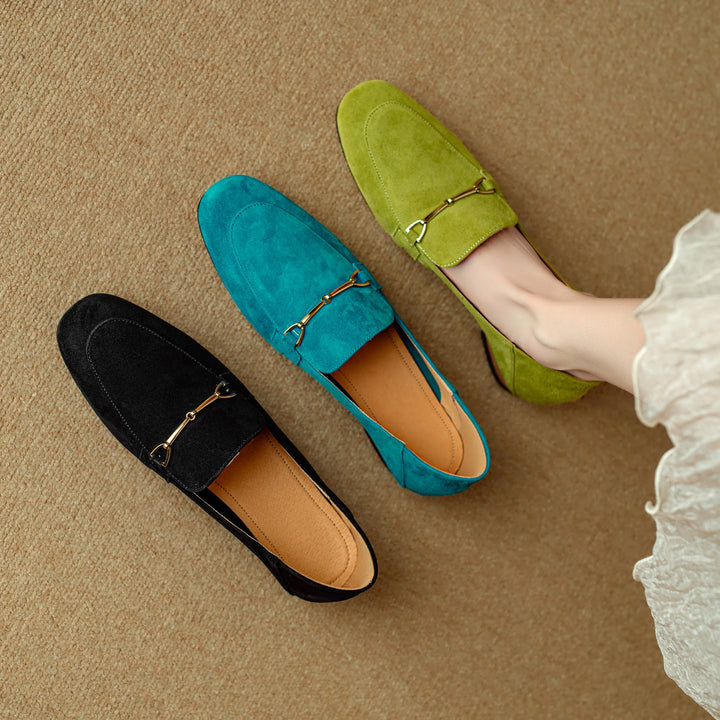 Women's Leather Flats with Hand-Stitched Buckle (14)