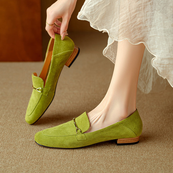 Women's Leather Flats with Hand-Stitched Buckle (5)