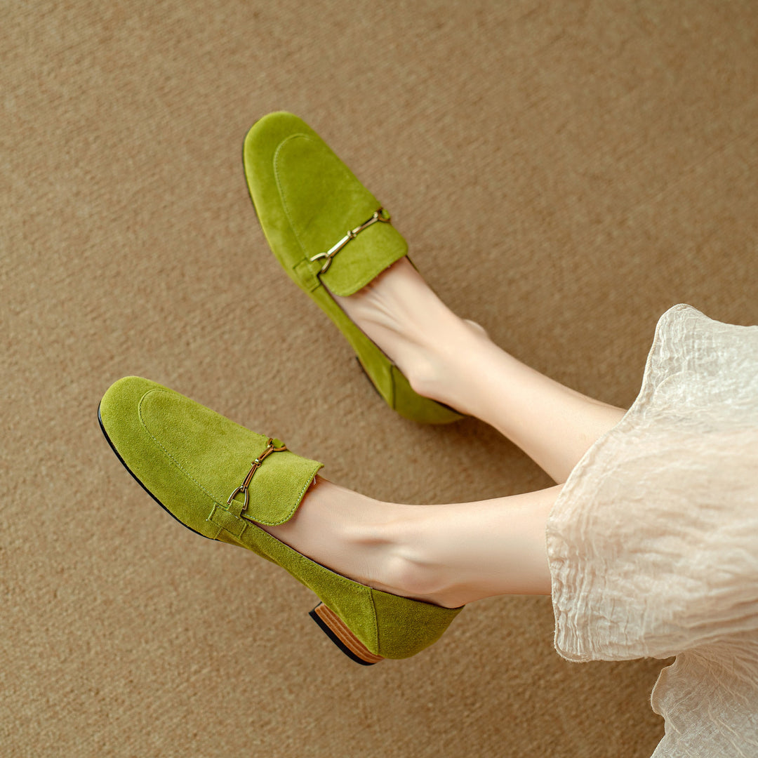 Women's Leather Flats with Hand-Stitched Buckle (7)