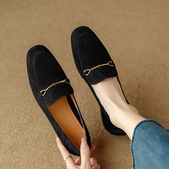 Women's Leather Flats with Hand-Stitched Buckle (9)