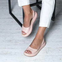 Hazel | Women's Leather Flats with Peep-Toe and Slingback