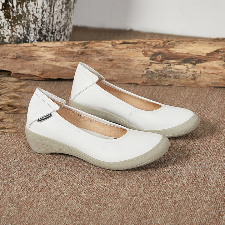 Women's Leather Flats with Refined Comfort in White