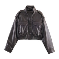 Emma | Women's Leather Jacket Cropped Bomber for Fall