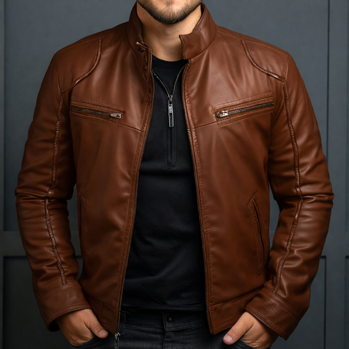 Women's Leather Jacket for Fall Adventures in Brown