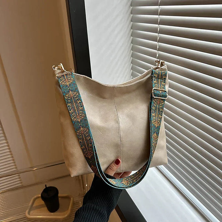 Women's Leather-Look Tote Bag for Work in Beige