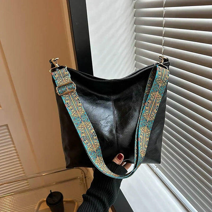 Women's Leather-Look Tote Bag for Work in Black