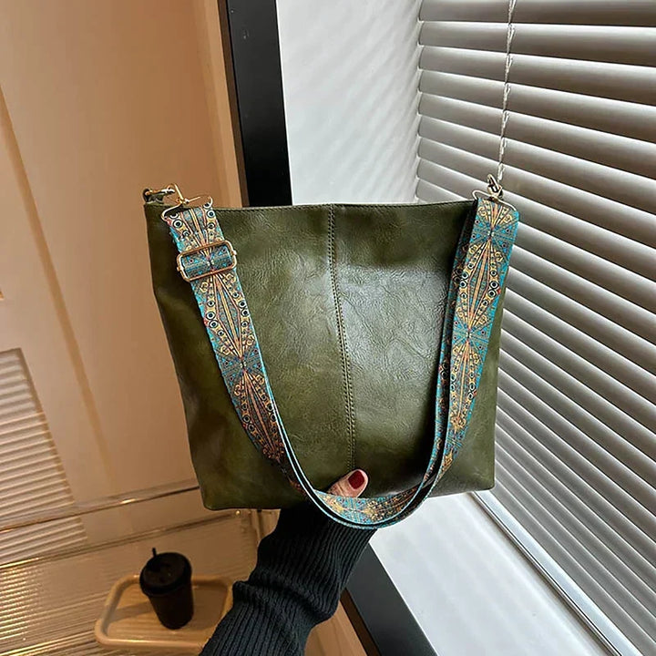 Women's Leather-Look Tote Bag for Work in Green
