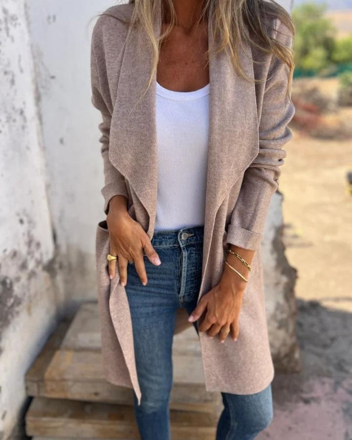 Women's Lightweight Casual Knit Jacket for Fall in Aprikose