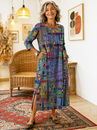 Emilia | Women's Lightweight Ethnic Patchwork Print Dress