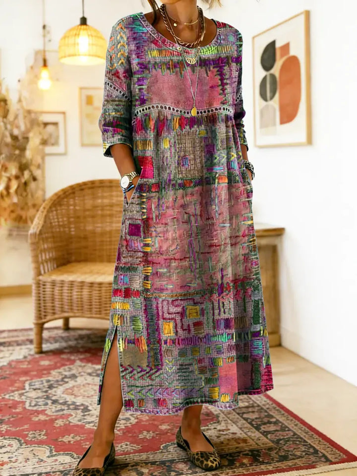 Women's Lightweight Ethnic Patchwork Print Dress (6)