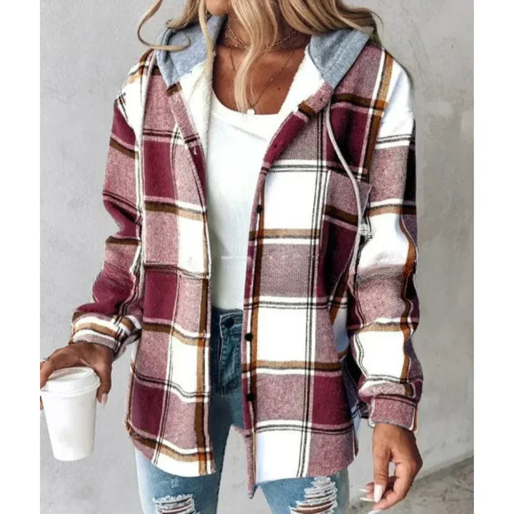 Women's Lightweight Insulated Jacket for Autumn in Dark Red