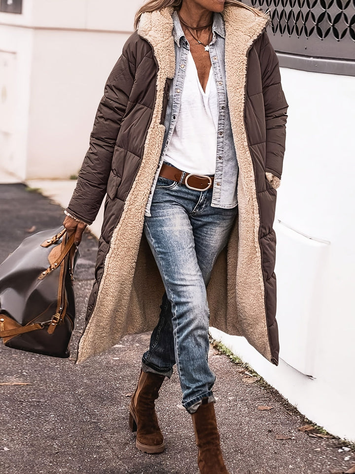 Women's Lightweight Long Fall Jacket in Brown