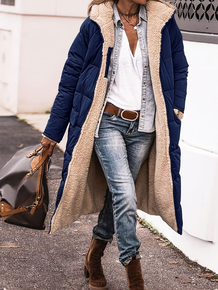 Women's Lightweight Long Fall Jacket in Navy