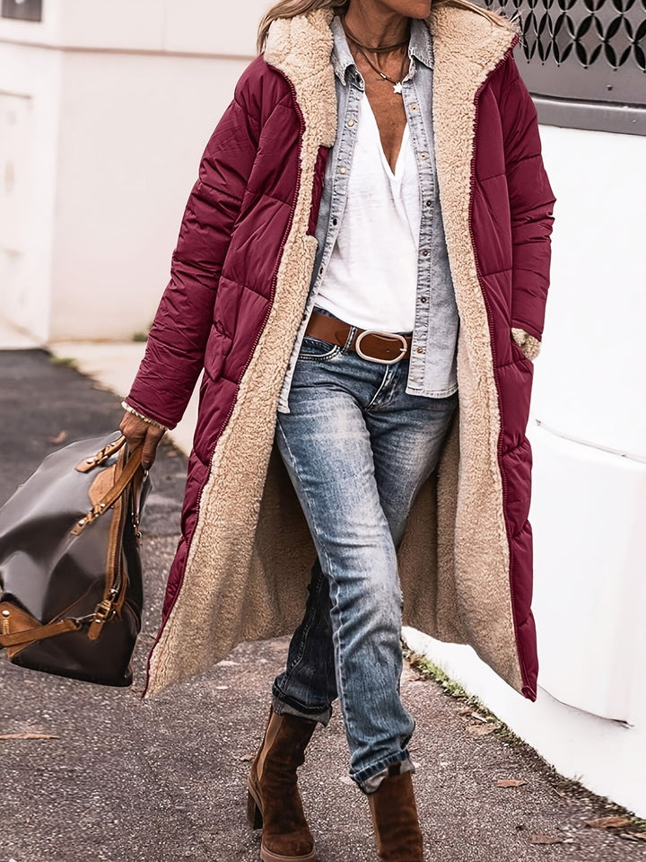 Women's Lightweight Long Fall Jacket in Red
