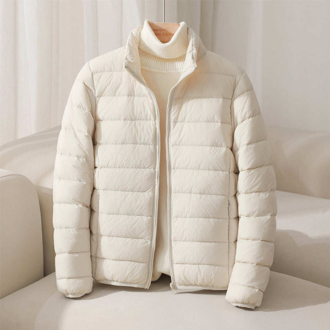 Women's Lightweight Puffer Jacket for Everyday Wear in Beige