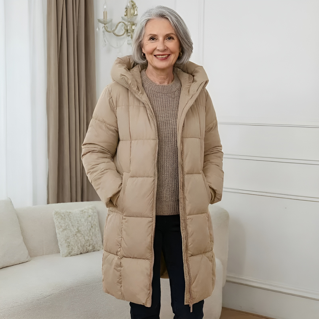 Women's Lightweight Puffer Jacket for Fall in Kamel