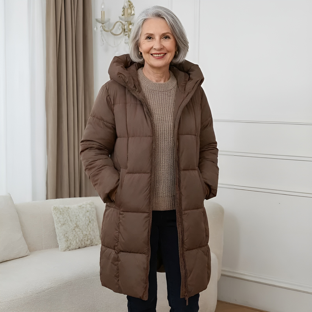 Women's Lightweight Puffer Jacket for Fall in Schokolade